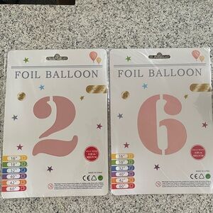 Unopened Foil Balloon 2 & 6 Number Set - Pink